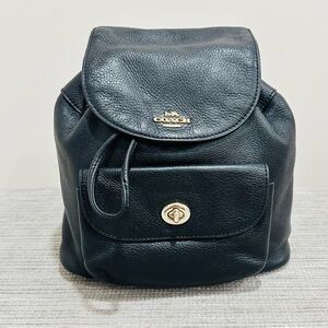 COACH Mini Billie Backpack Pebble Leather Black Ladies Genuine Leather Bag